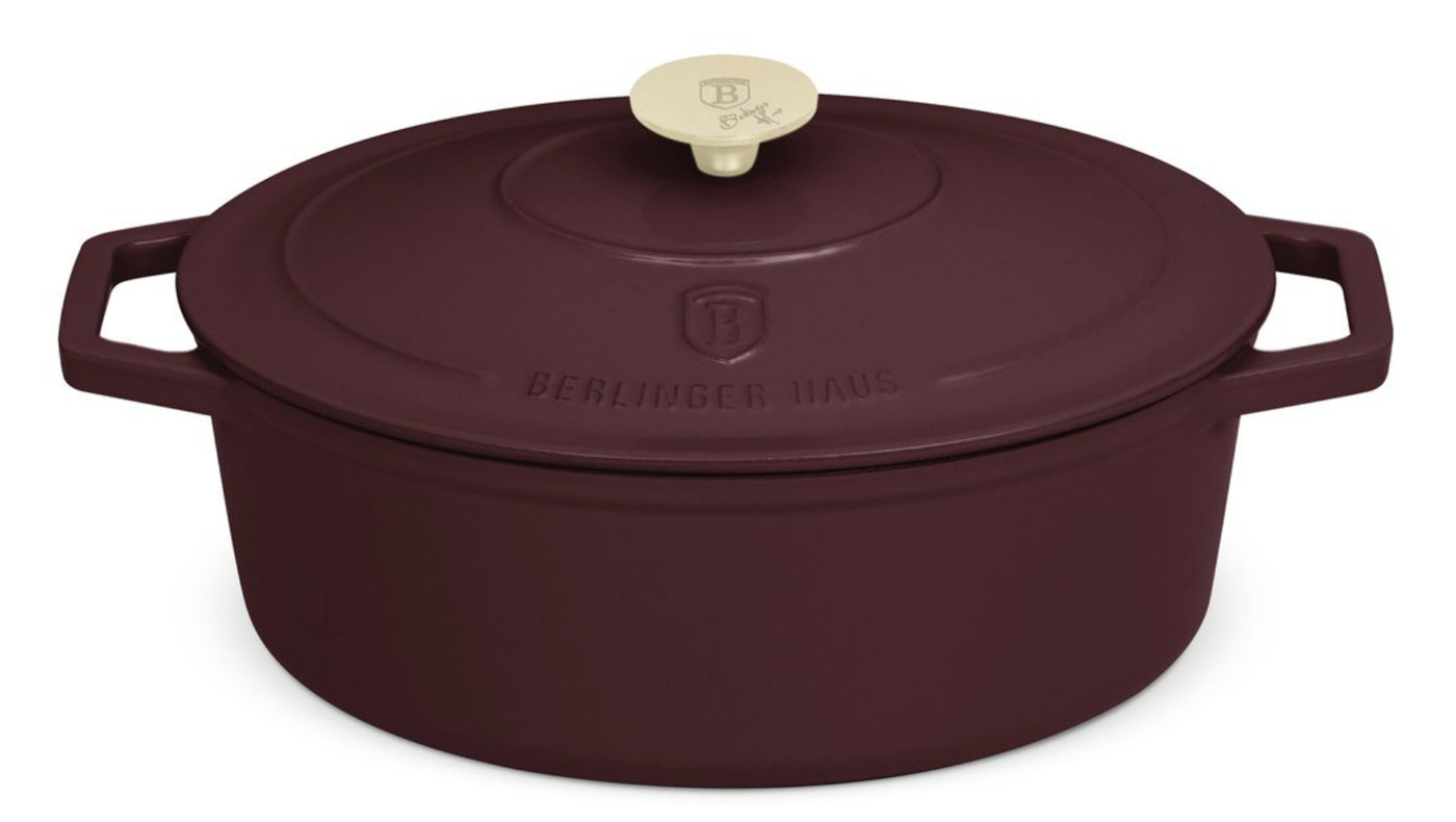 Berlinger Haus 30cm Cast Iron Oval Roaster - Matte Bordeaux